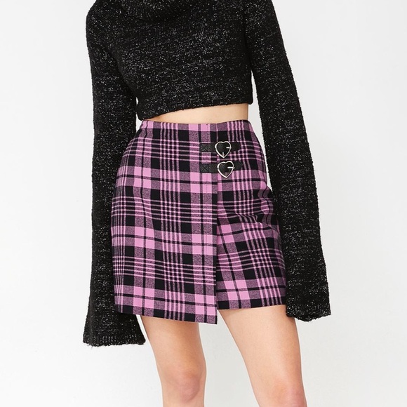 Dolls Kill Dresses & Skirts - Lazy Oaf Pink Cheeky Kilt Plaid Skirt